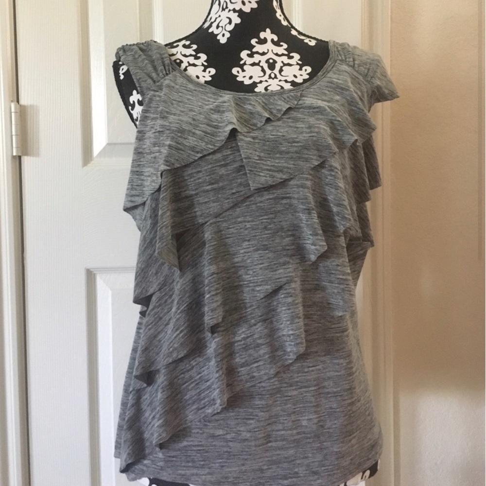 Grey Ruffled AB Studio Top - Picture 4 of 4